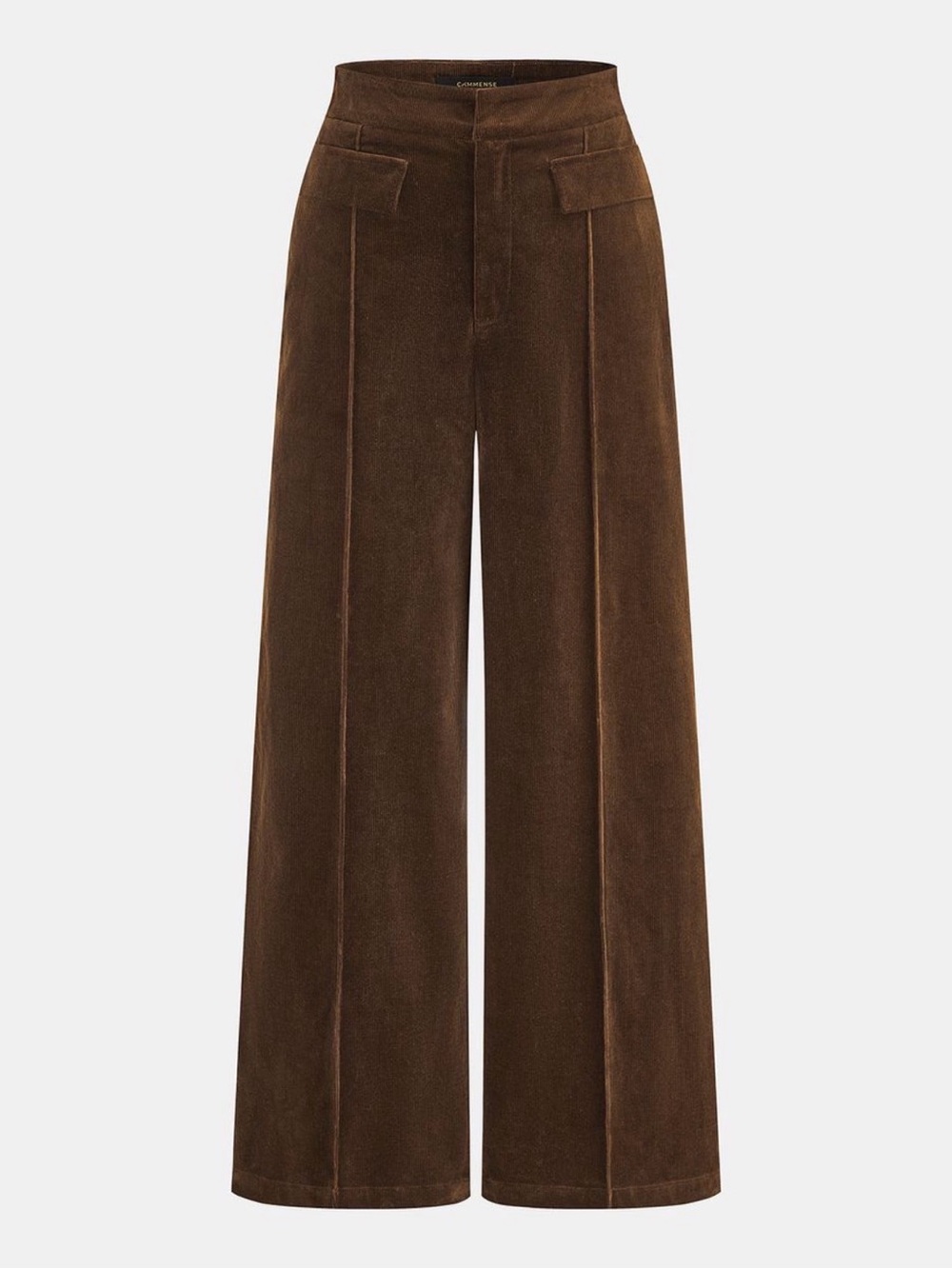 Commense Wide-Leg Corduroy Trousers in Chocolate Brown